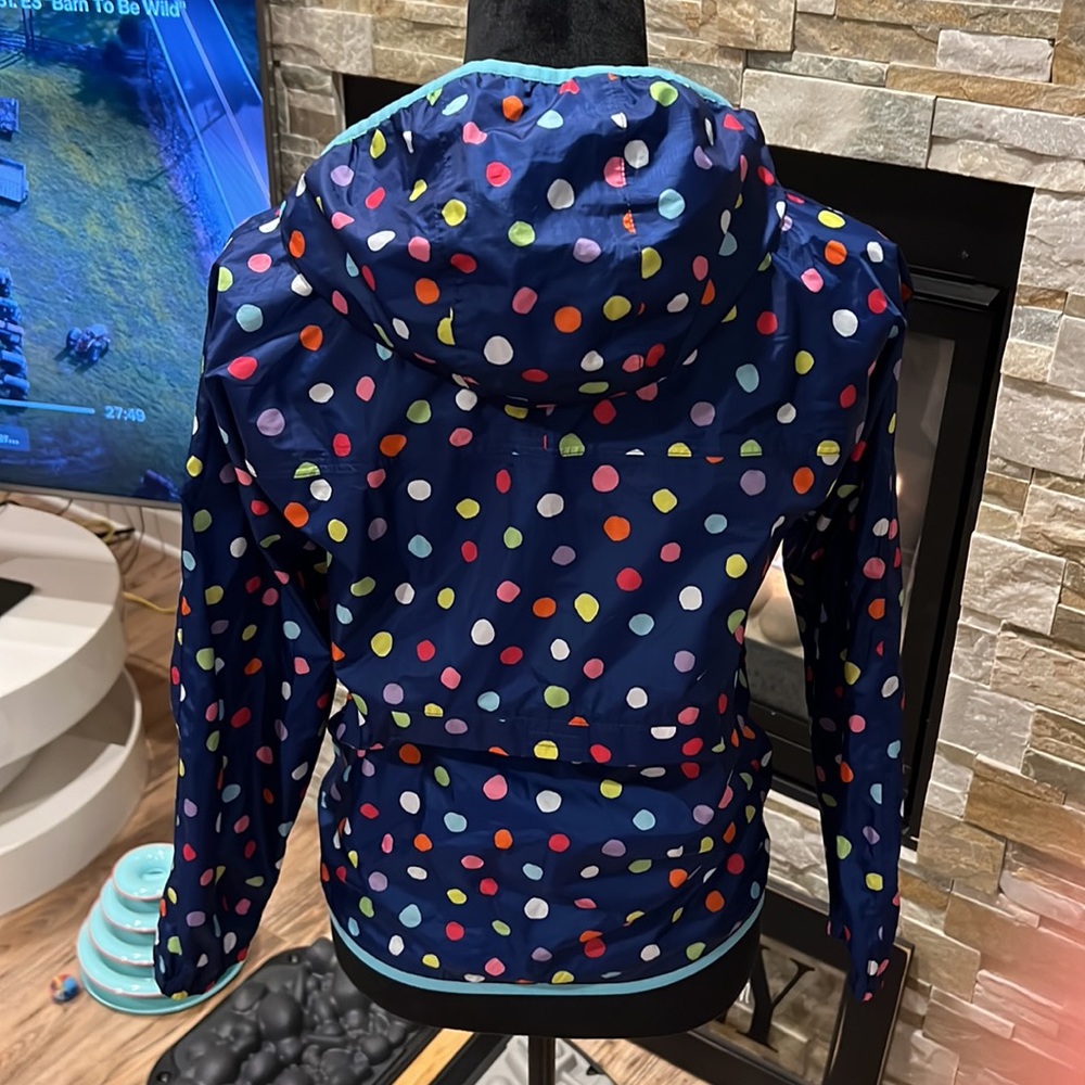 Girls Lands End Polka Dot Wind Lined Breaker Jacket M 10-12 - Picture 7 of 11
